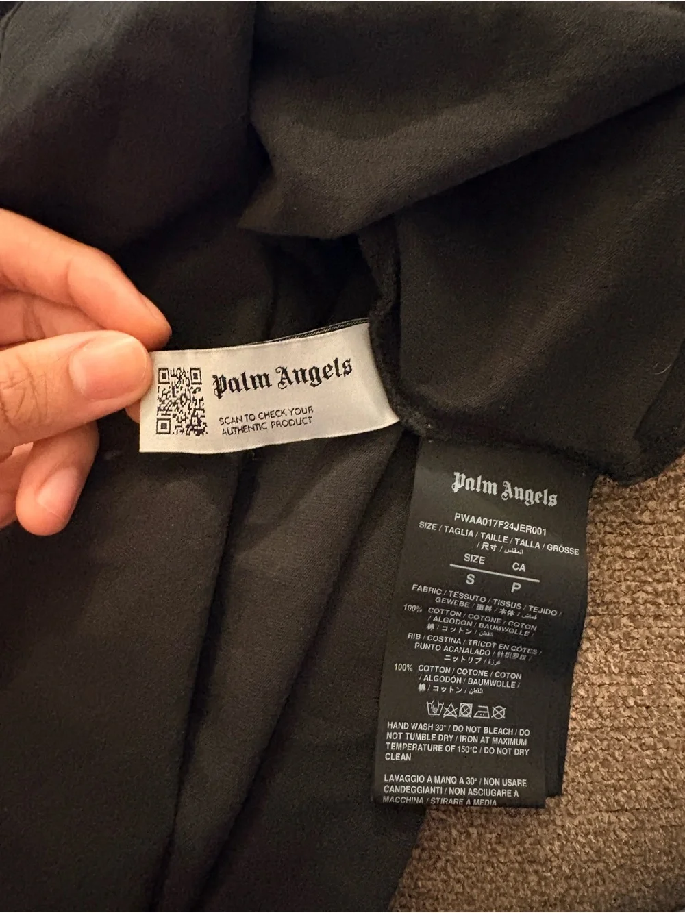 Palm Angels Black Tee with White L.A. Logo